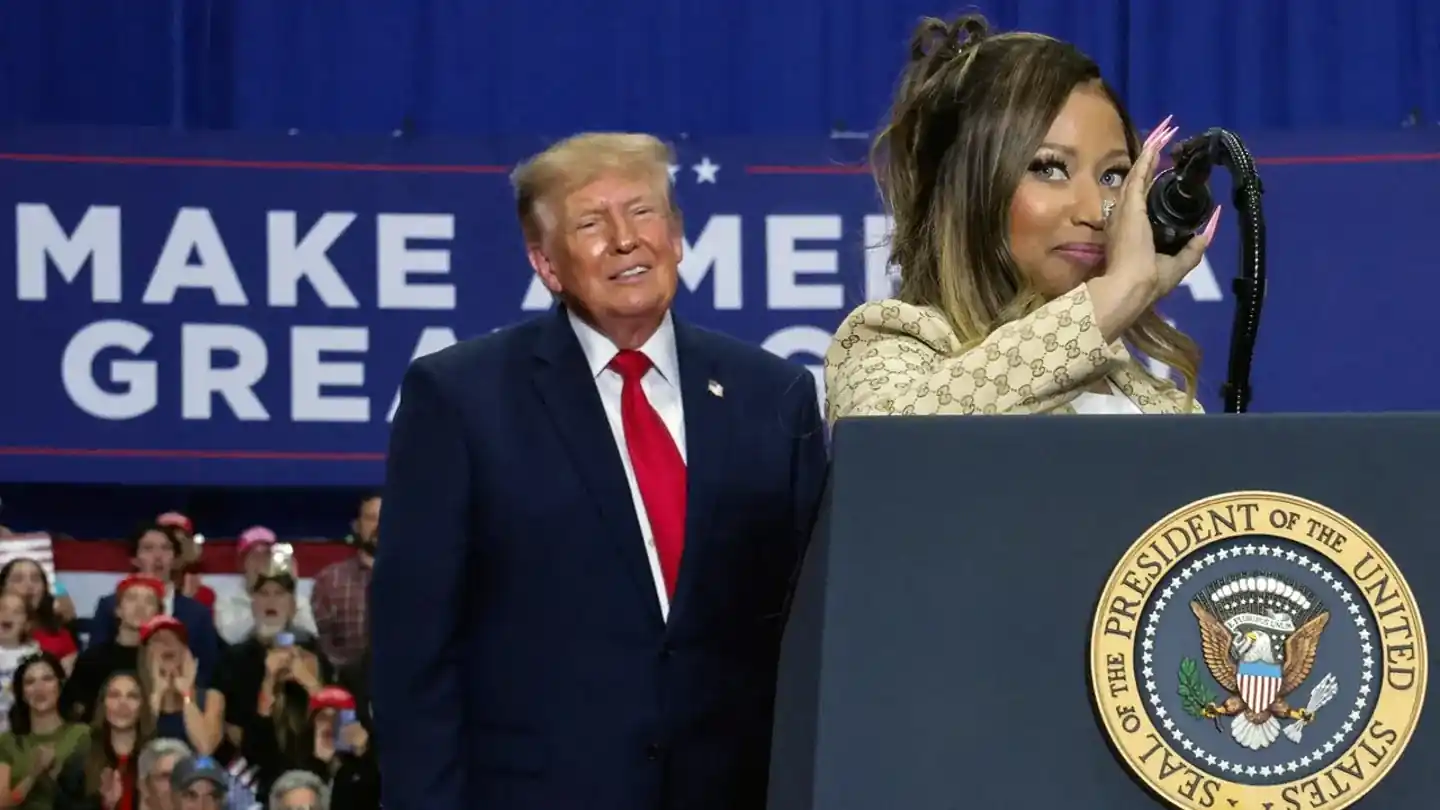 Nicki Minaj pledged her continued support for President Donald Trump during a Michigan campaign rally, telling the president she would back him again if he sought another term.