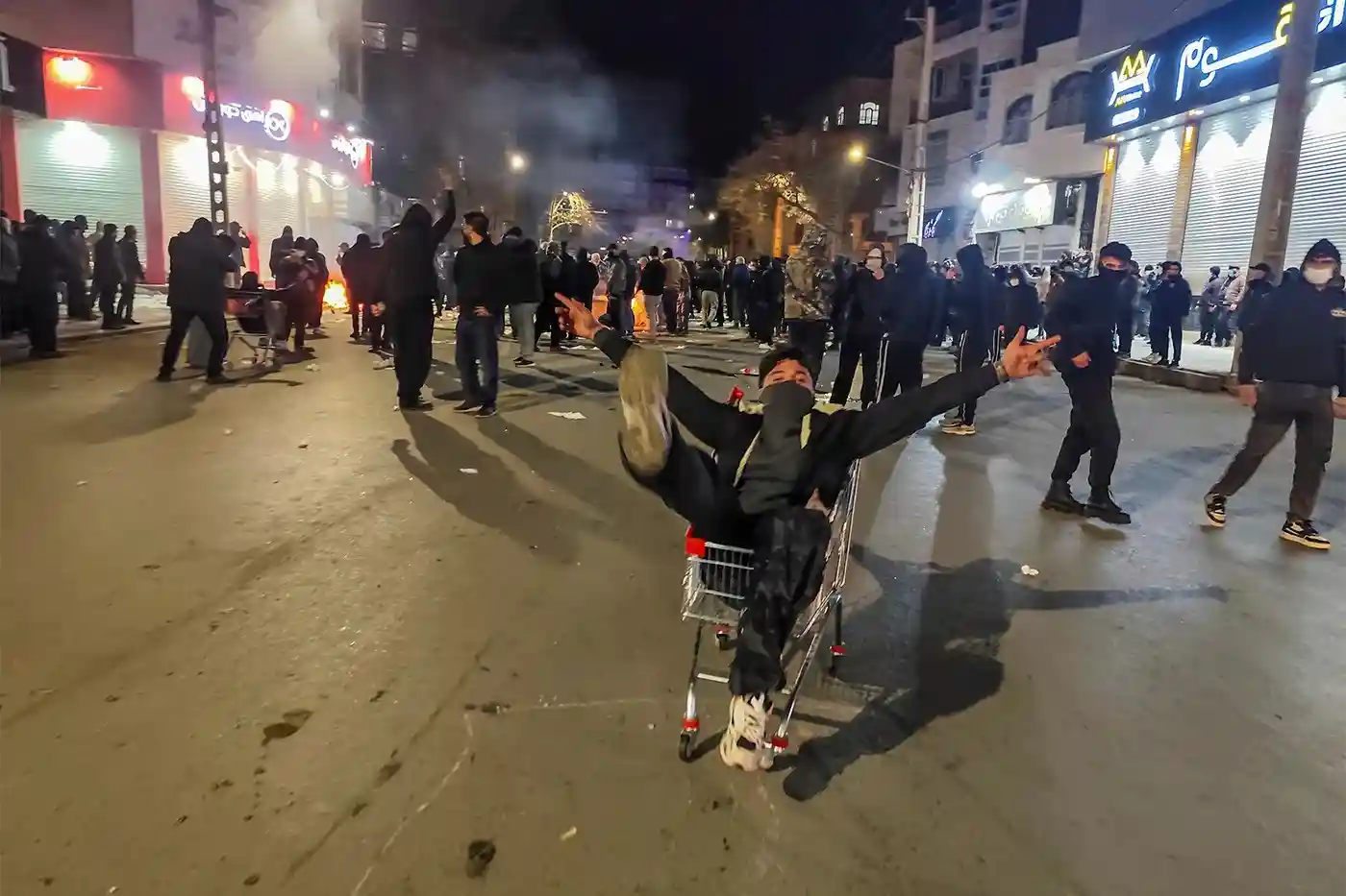 Residents protests on the streets of Iran.