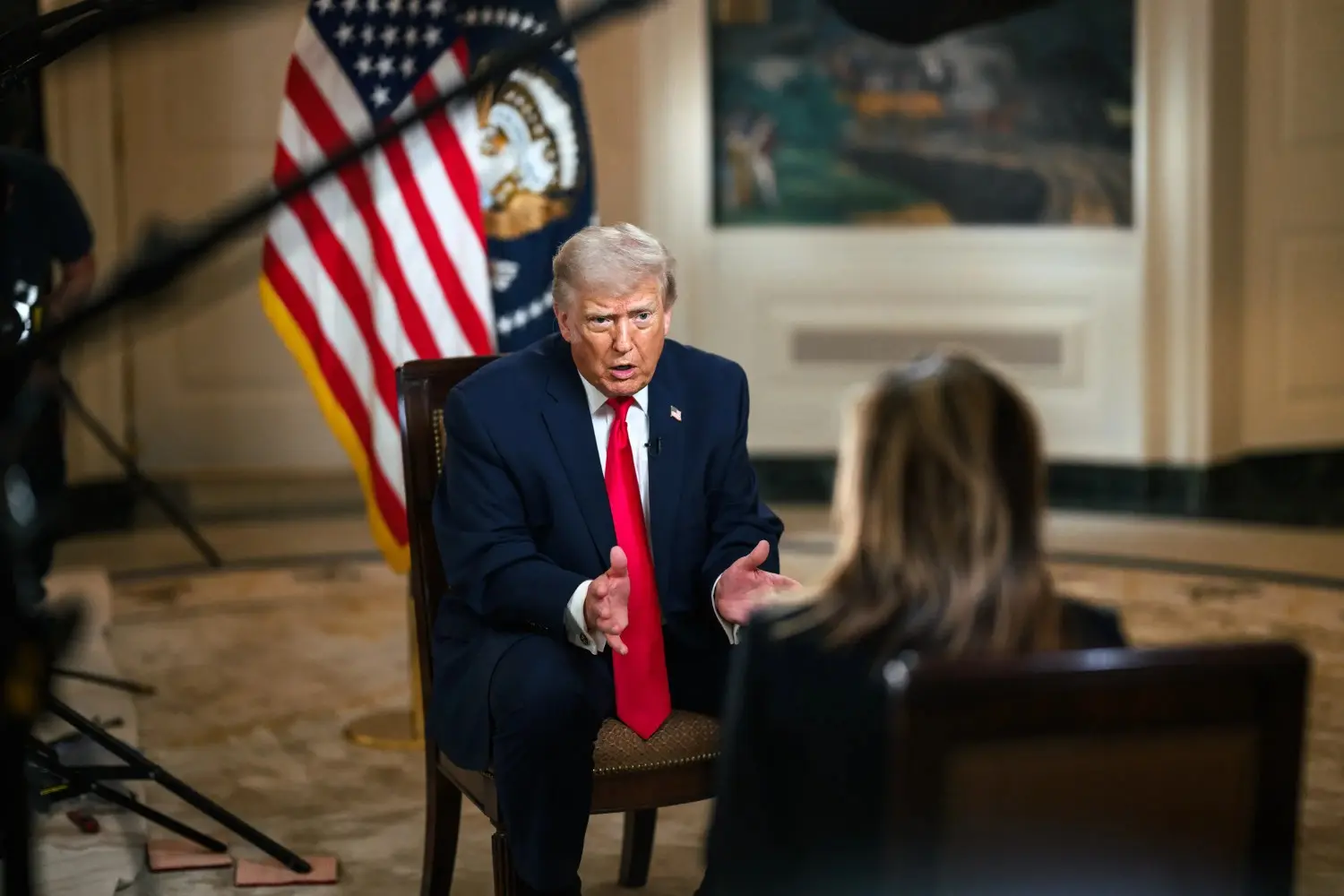 Donald Trump giving an interview.