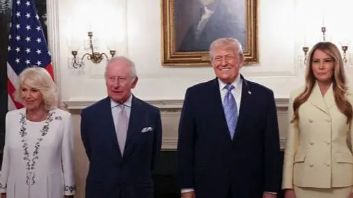  Donald Trump, Melania Trump, King Charles III, and Queen Camilla