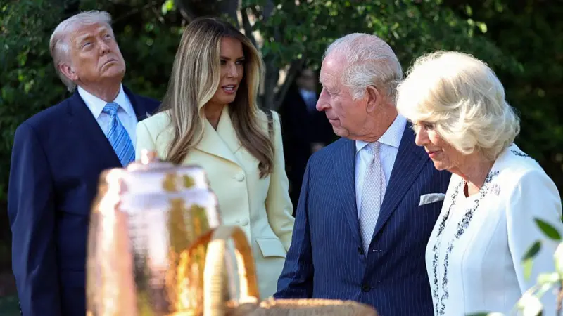 Donald Trump, Melania Trump, King Charles III, and Queen Camilla