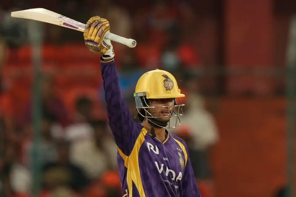 Angkrish Raghuvanshi completed his half-century.