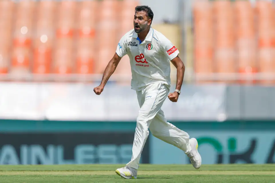 Mohammad Saleem celebrates Afghanistan's first wicket