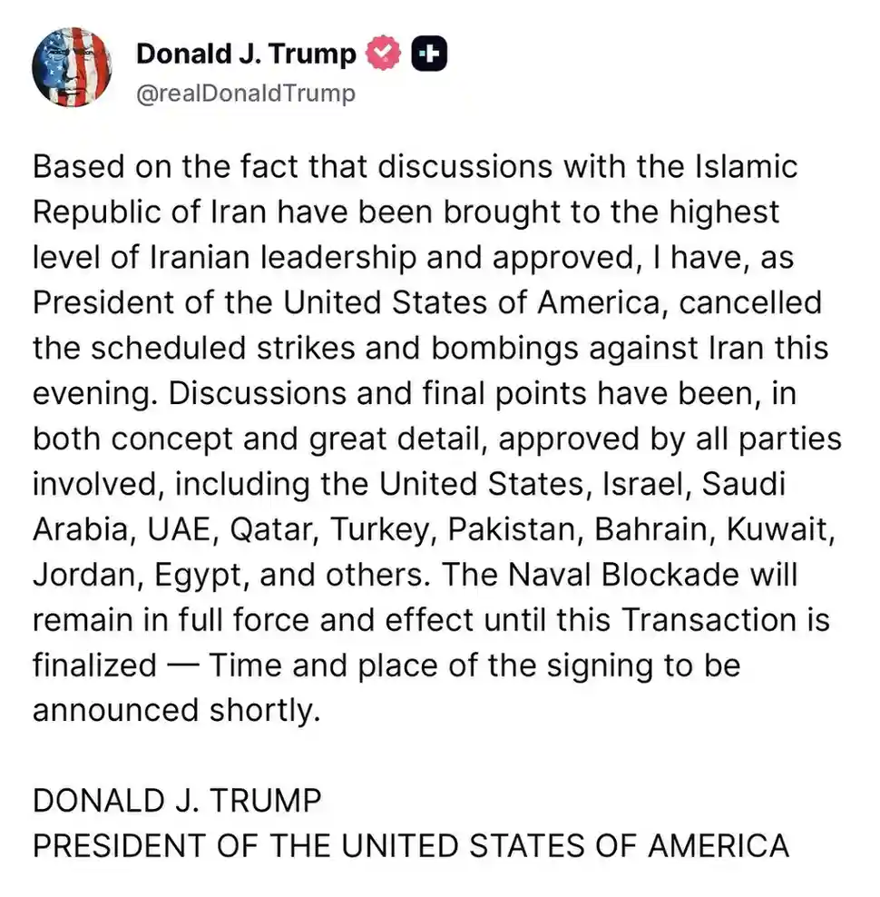 Donald Trump shared the message on social media.