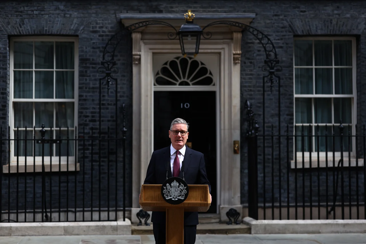 Prime Minister Keir Starmer announces his resignation as UK Prime Minister and Leader of the Labour Party outside No.10 Downing Street.