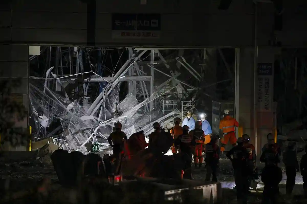 Search and rescue operations continued overnight at Aeon Mall Kumamoto.