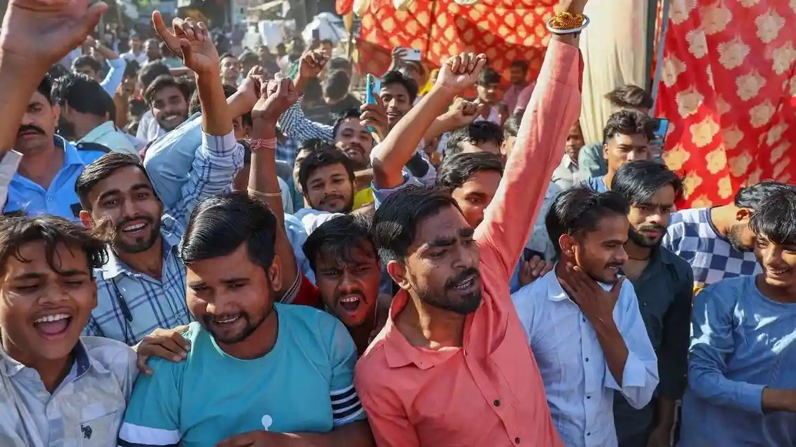 Factory workers demanded a wage hike in Nodia April 13, 2026.