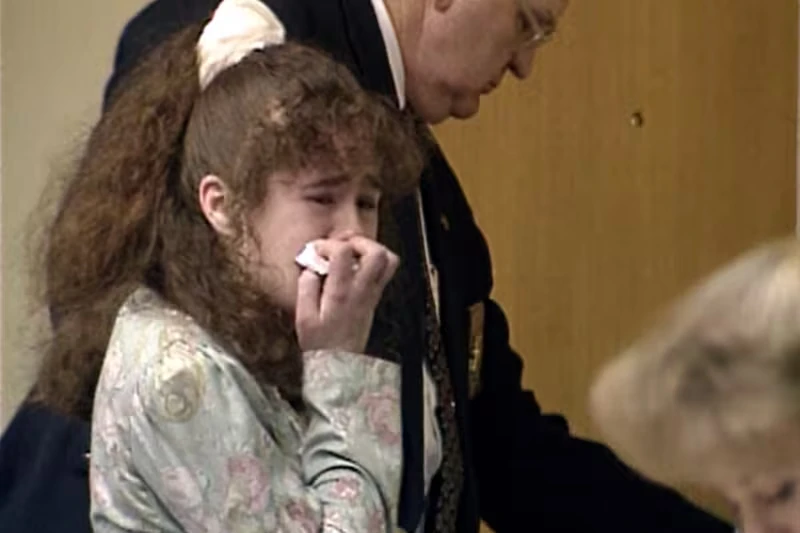 In this image from video provided by WBIR-TV, Christa Pike cries after being sentenced to death on March 30, 1996 in Knoxville