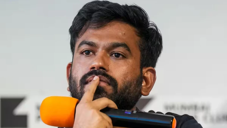 Cockroach Janta Party (CJP) founder Abhijit Dipke during a press conference, in Mumbai.