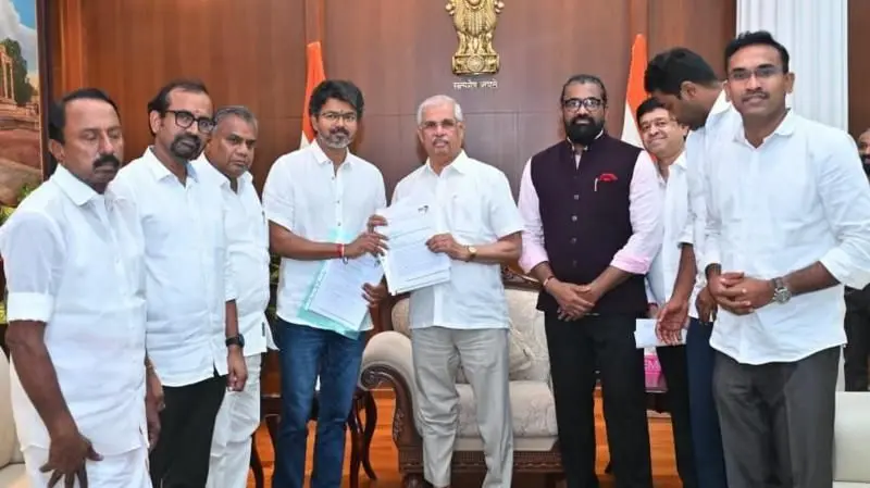 Vijay met the governor for the third time and submitted a claim to form the government.