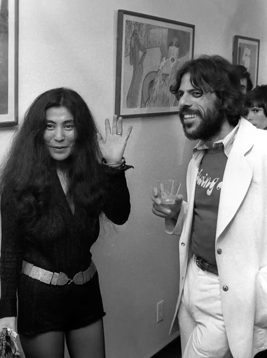 Max and Yoko Ono at a gallery opening in New York City in 1973. Max was friends with the Beatles and many other celebrities