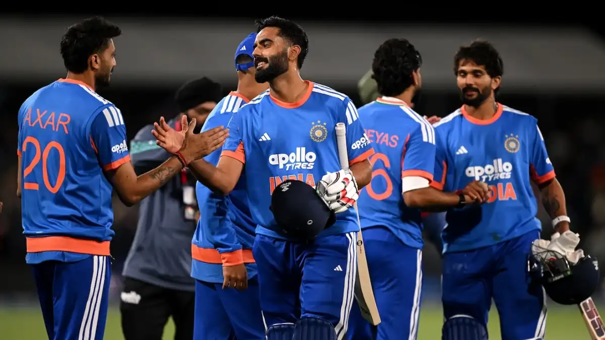 Naman Dhir walks off after winning the game for India•Oct 22, 2026