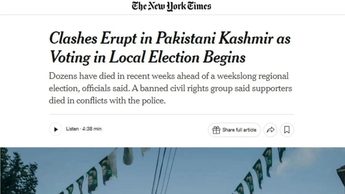 'No Such Thing As Pakistani Kashmir': India's Embassy Confronts The New York Times Over PoK Headline