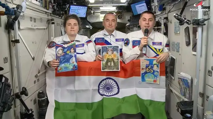 Russian Cosmonauts Wave Indian Flag On ISS Ahead Of Independence Day