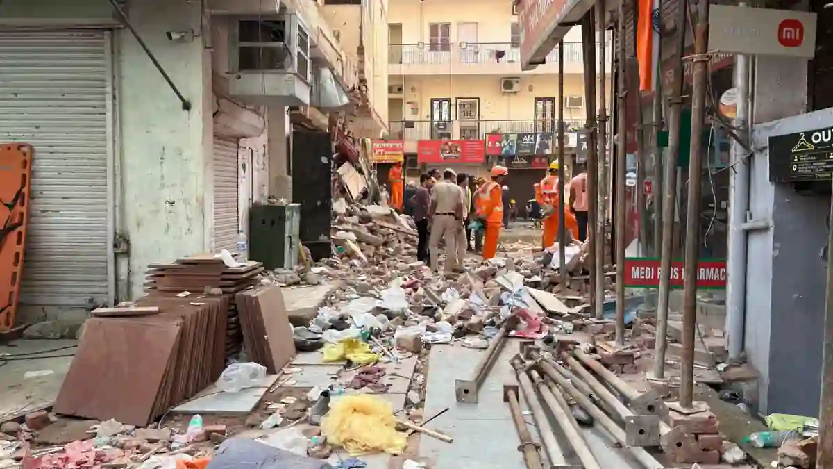 The area around the site of the collapse has been cordoned off and police and rescue workers have been deployed