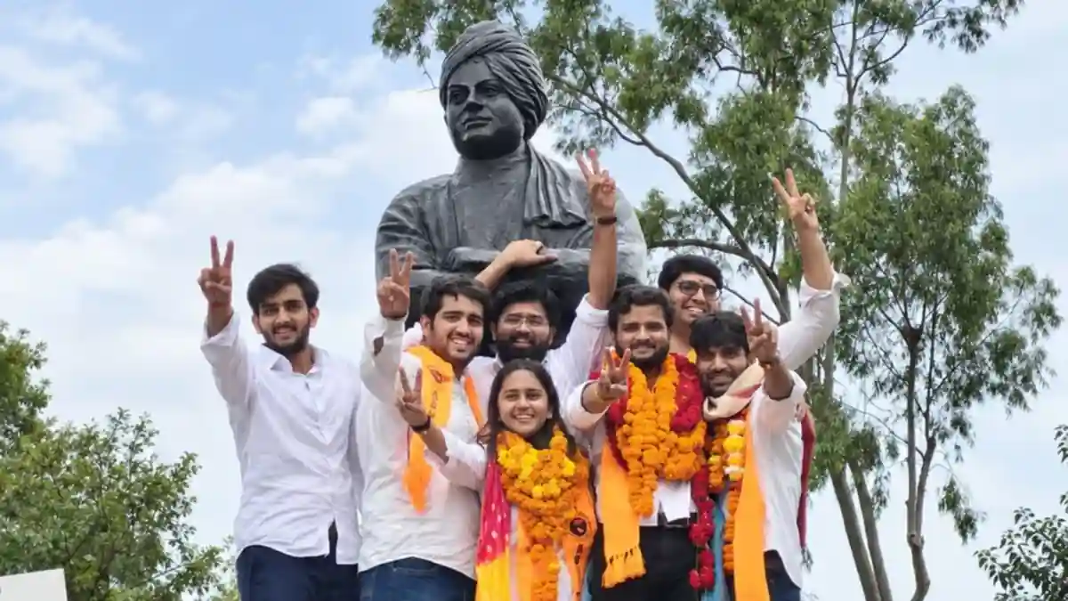 ABVP won three of the four central panel posts in the DUSU 2026 elections, with Yash Dabas winning the president’s post, Riya Chhawdi the secretary’s post and Lakshya Raj Singh the joint secretary’s p