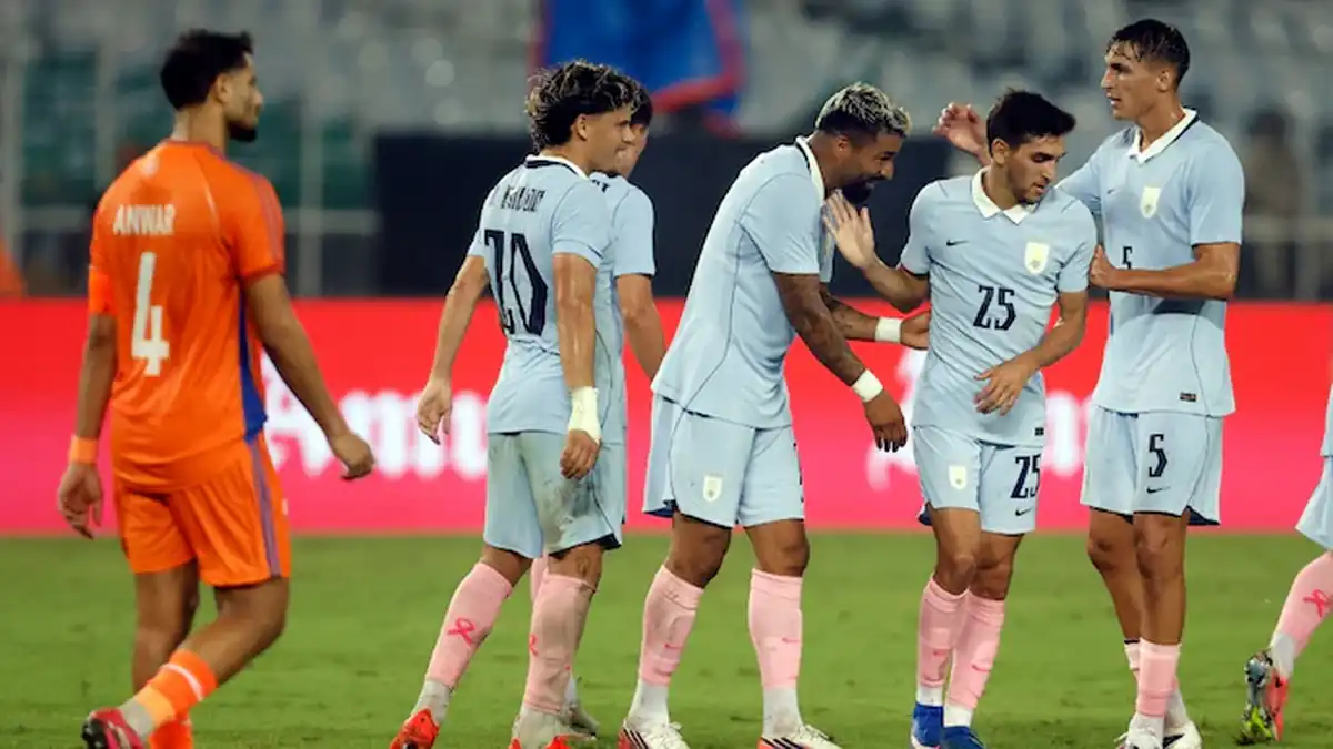 India were hammered 1-6 by Uruguay in the FIFA friendly at Kolkata.